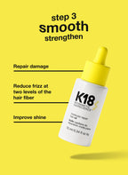 K18 Australia Repair, Protect + Smooth Holiday Kit featuring hair repair and smoothing products in a simple set.