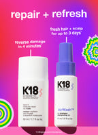 K18 Australia Repair + Refresh Holiday Kit with simple hair treatment products in sleek packaging.